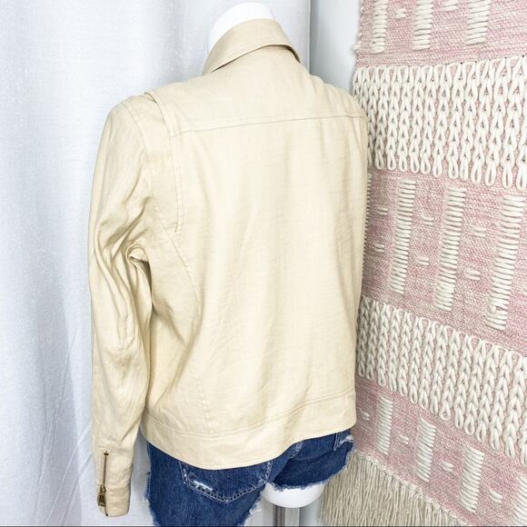 Cuyana Sand Linen Blend Moto Zip Up Jacket Women’s XL - Picture 4 of 9